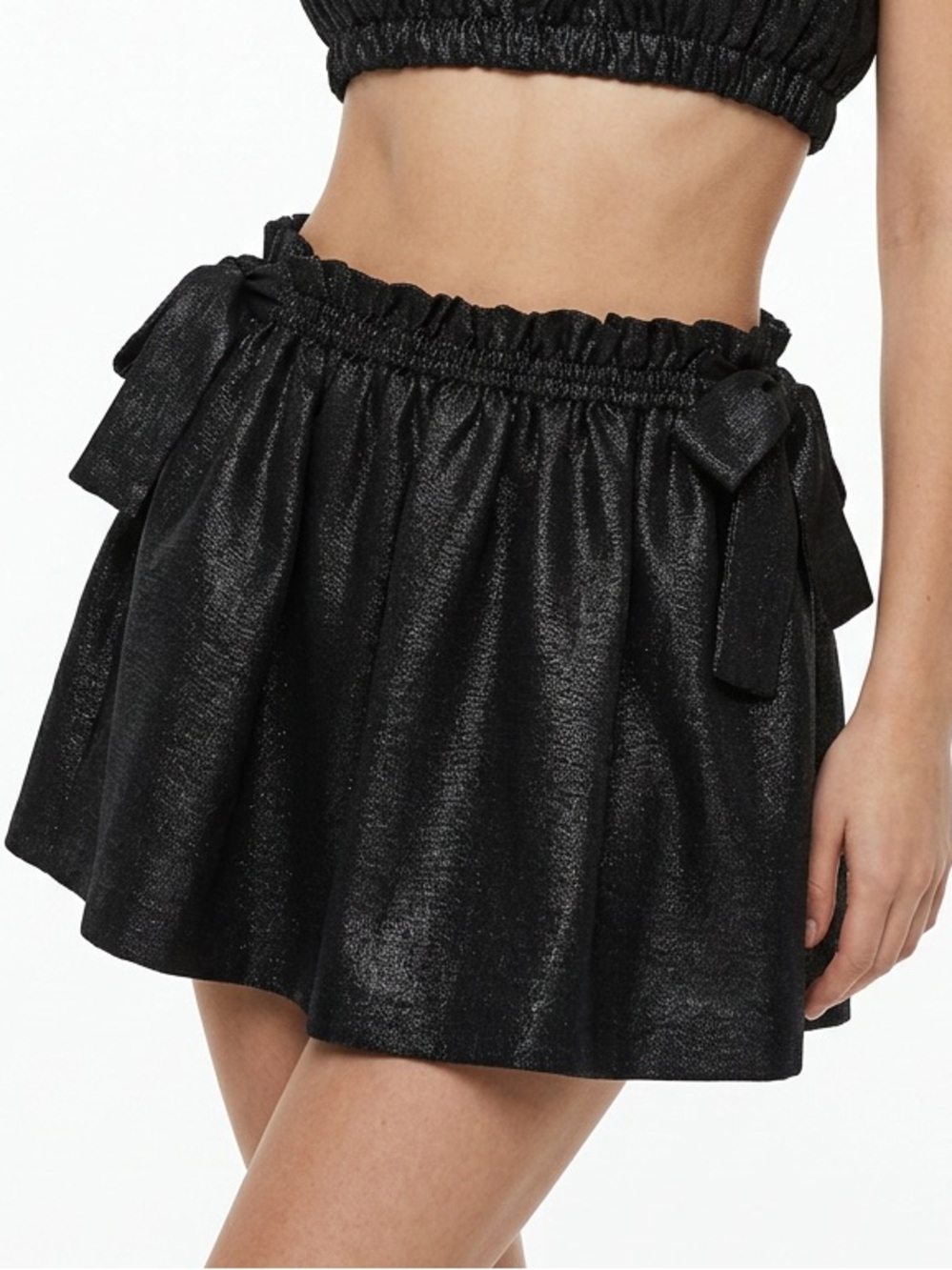 FINDERS | NEW Black Coco Shimmer Tie-Sides Mini Skirt Women’s Size Small